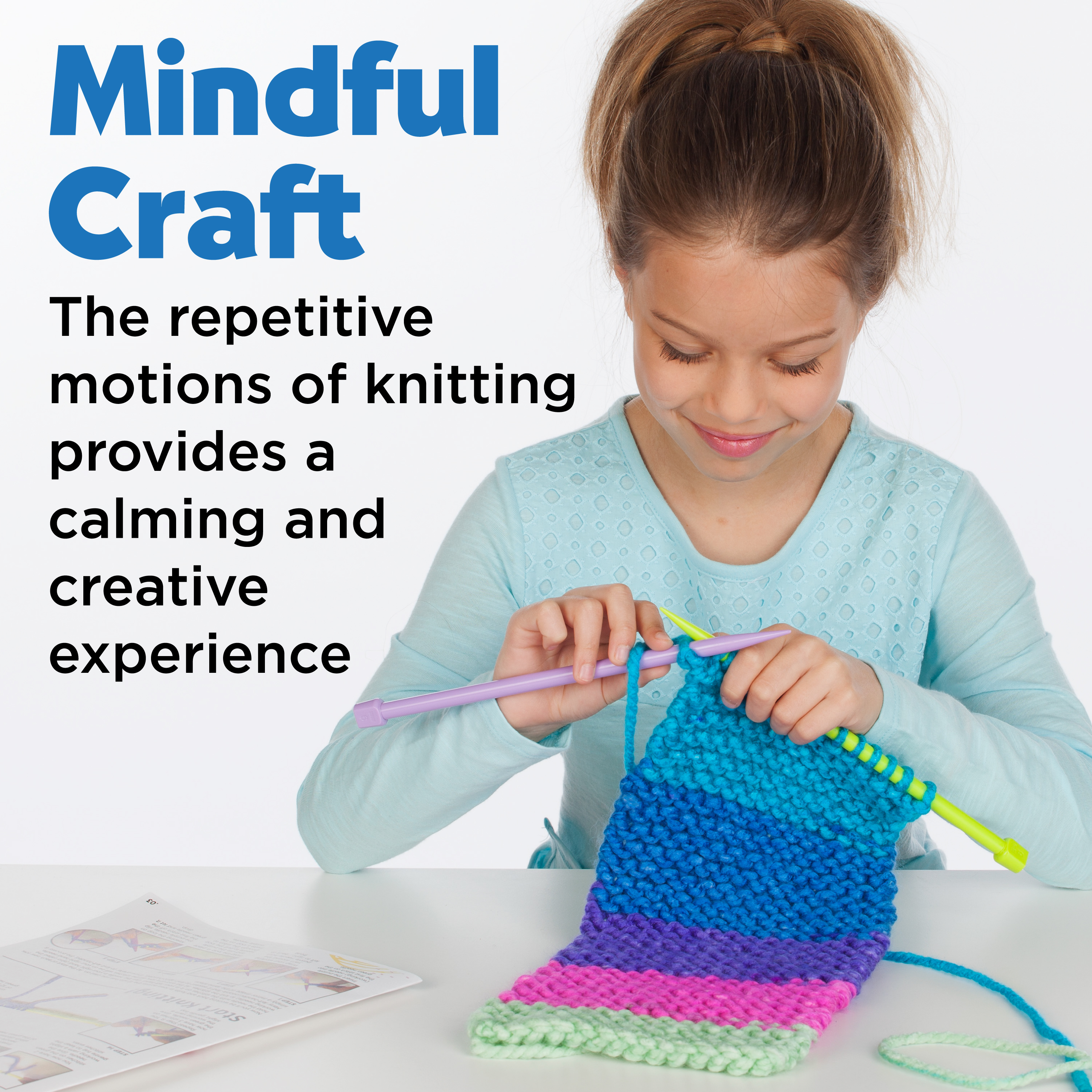 Creativity for Kids Learn to Knit Pocket Scarf- Child, Beginner Craft Kit  for Boys and Girls 